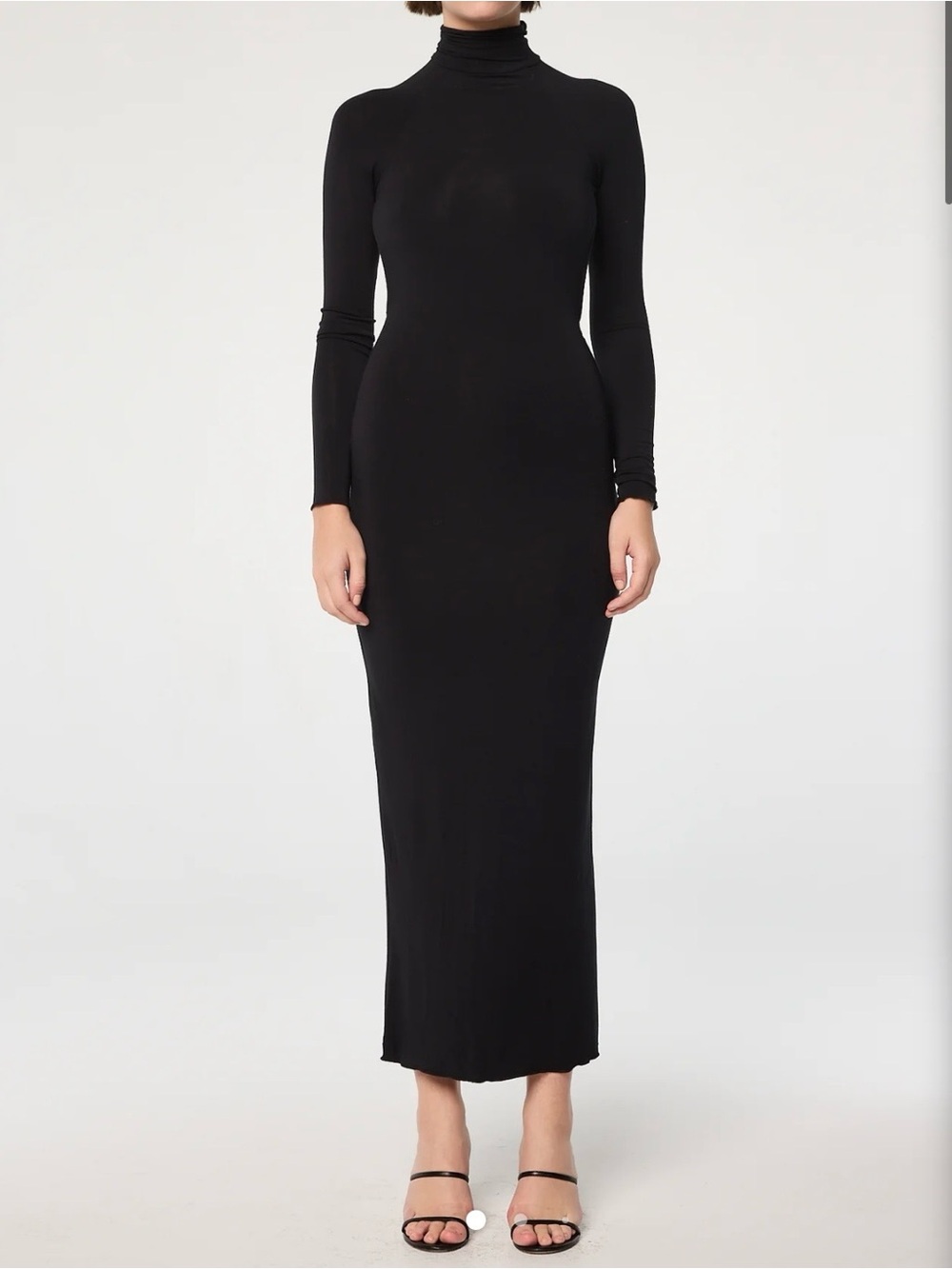 The Line by K LENNY Black Open Back Turtleneck Maxi Dress Small Black Modal